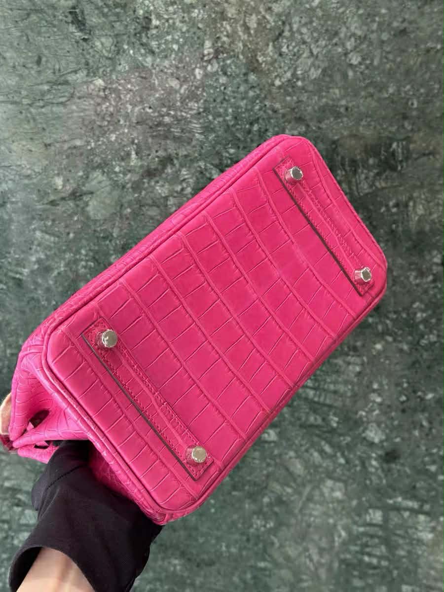 Hermès Birkin 25 Matte Alligator Rose Shocking Palladium Hardware