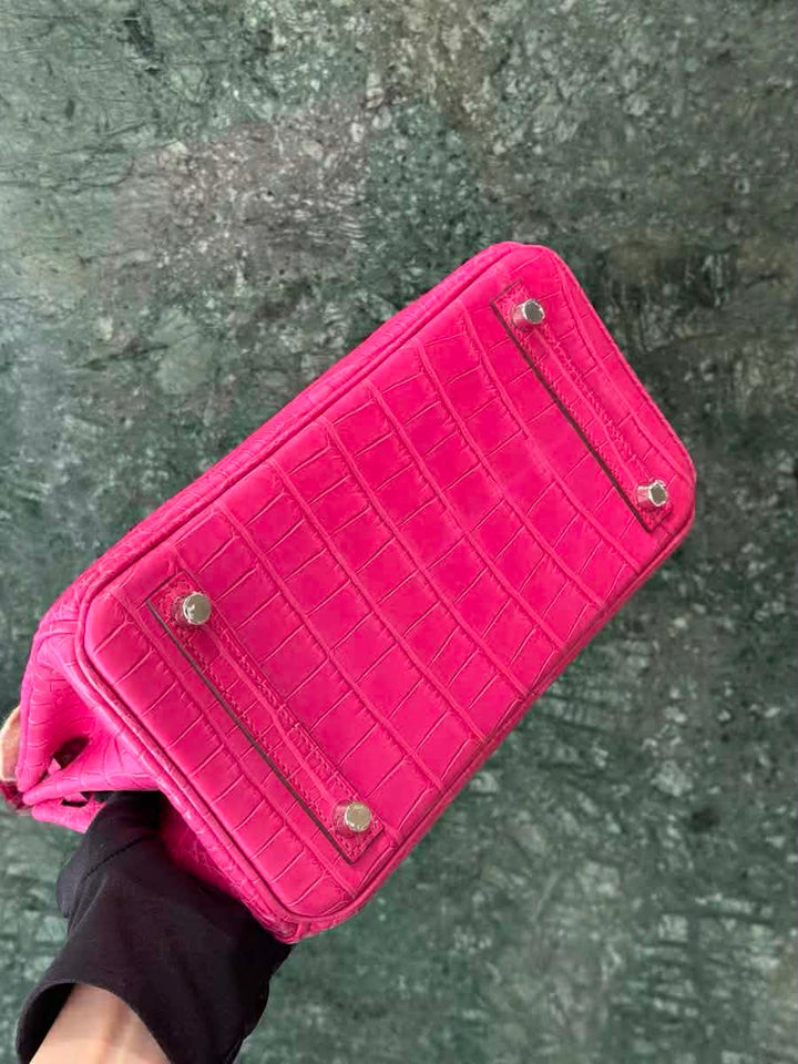Hermès Birkin 25 Matte Alligator Rose Shocking Palladium Hardware