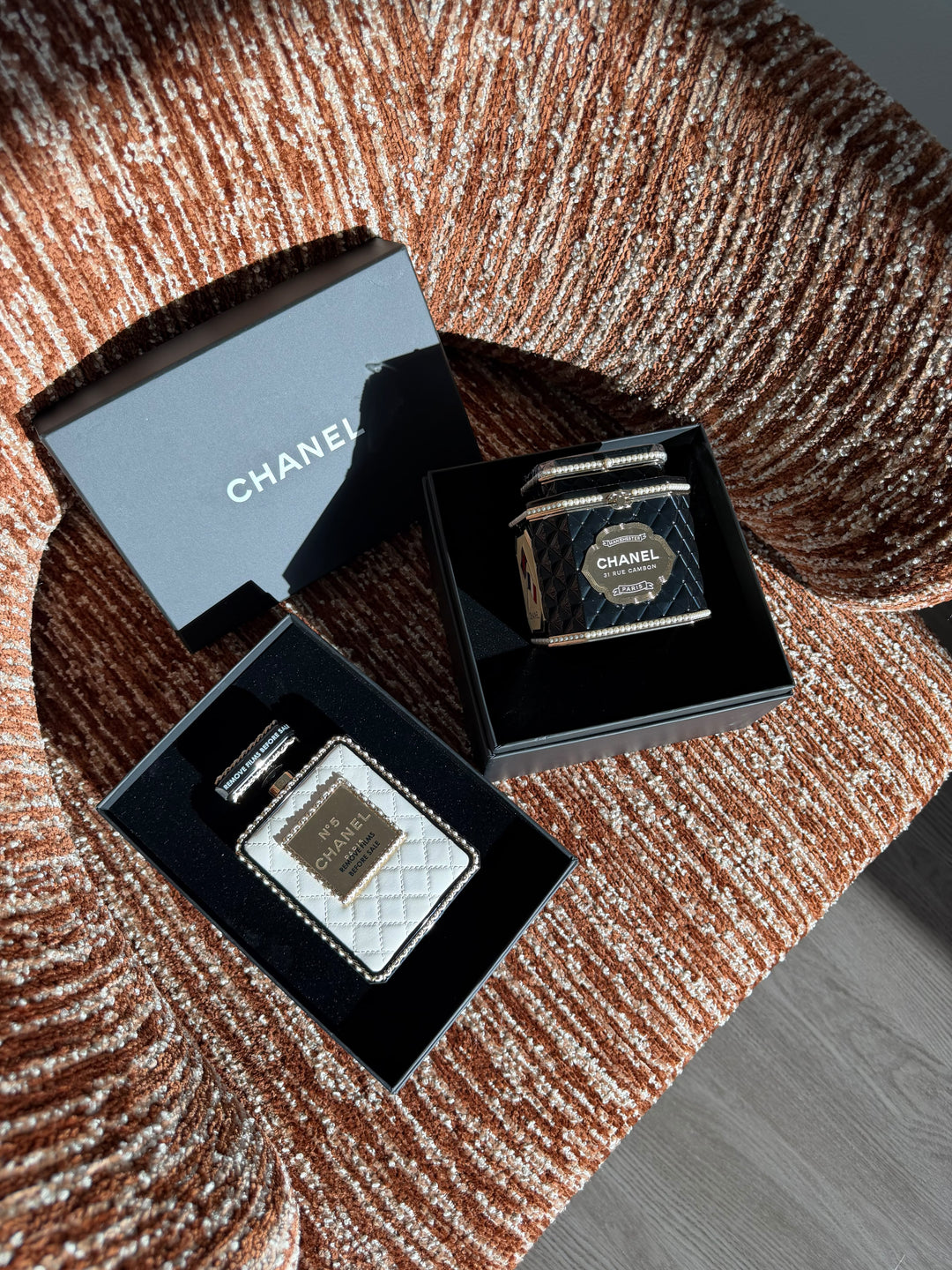 Chanel Perfume Bottle Minaudière White Quilted Leather Light Gold Hardware 2022