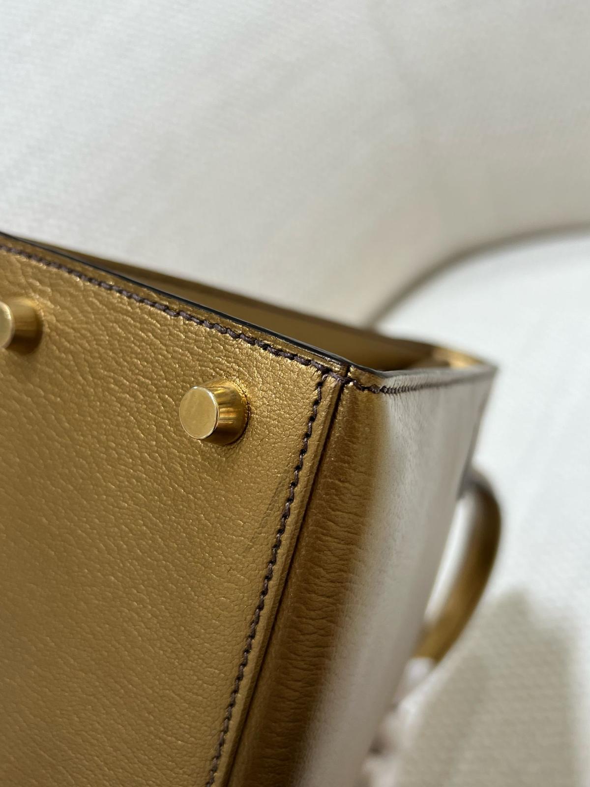 Hermes Limited Edition Bronze Chèvre Metallic Kelly 25 Sellier