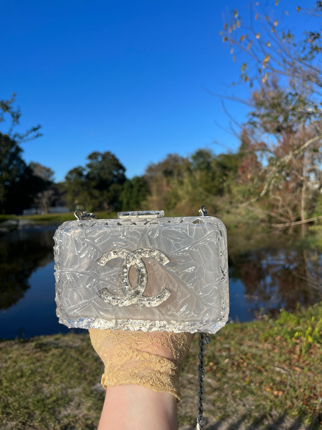 Chanel RARE Runway Acrylic Crystal CC Ice Cube Clutch