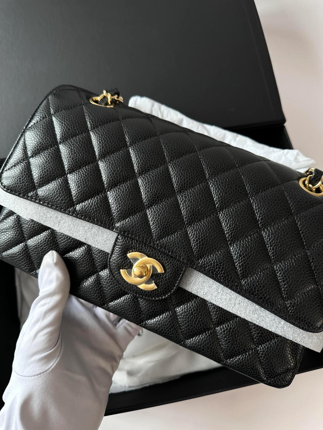 Chanel Black Medium Caviar Double Flap Bag GHW