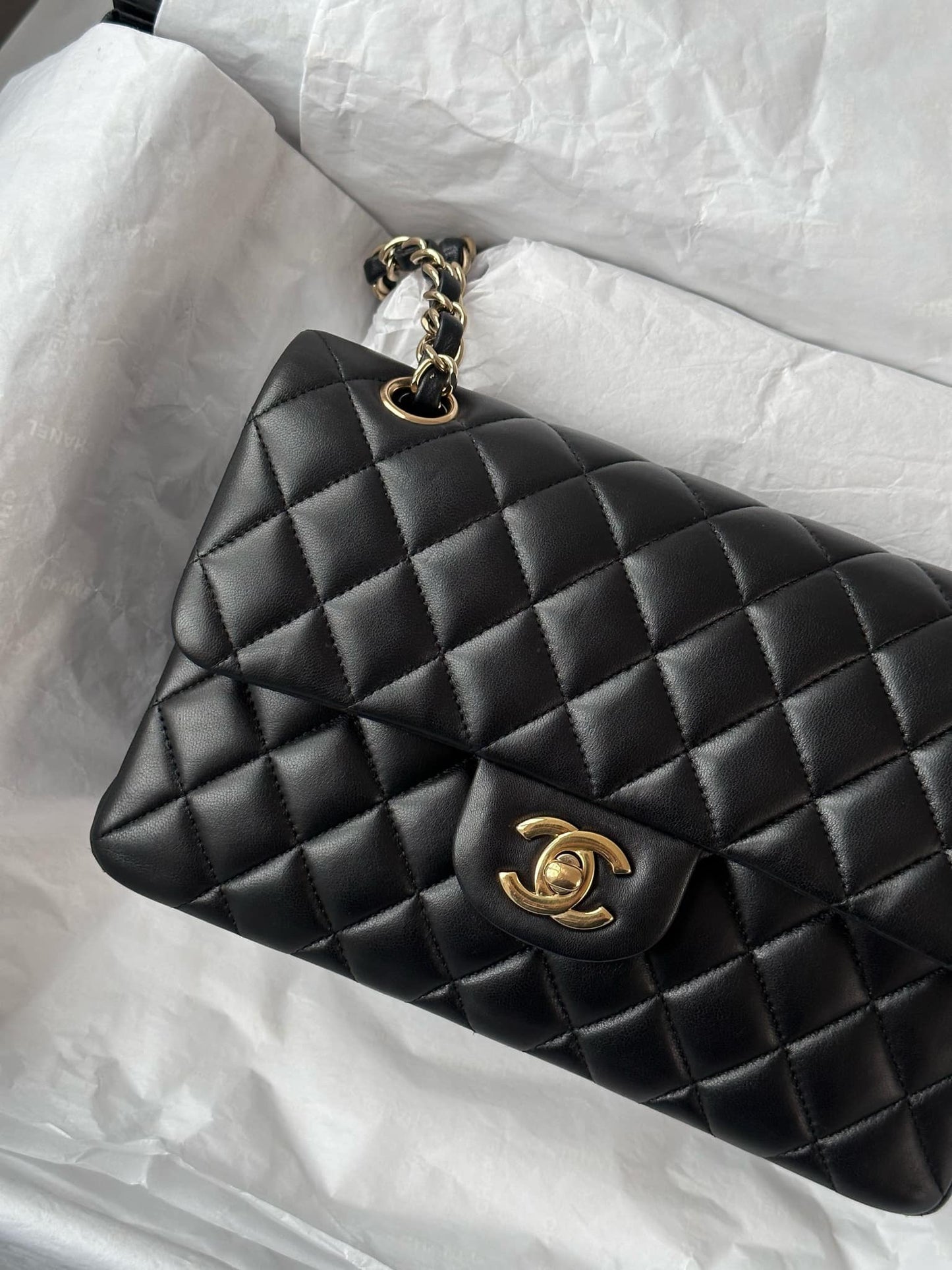 Chanel Small Black Lambskin Classic Flap Bag + GHW