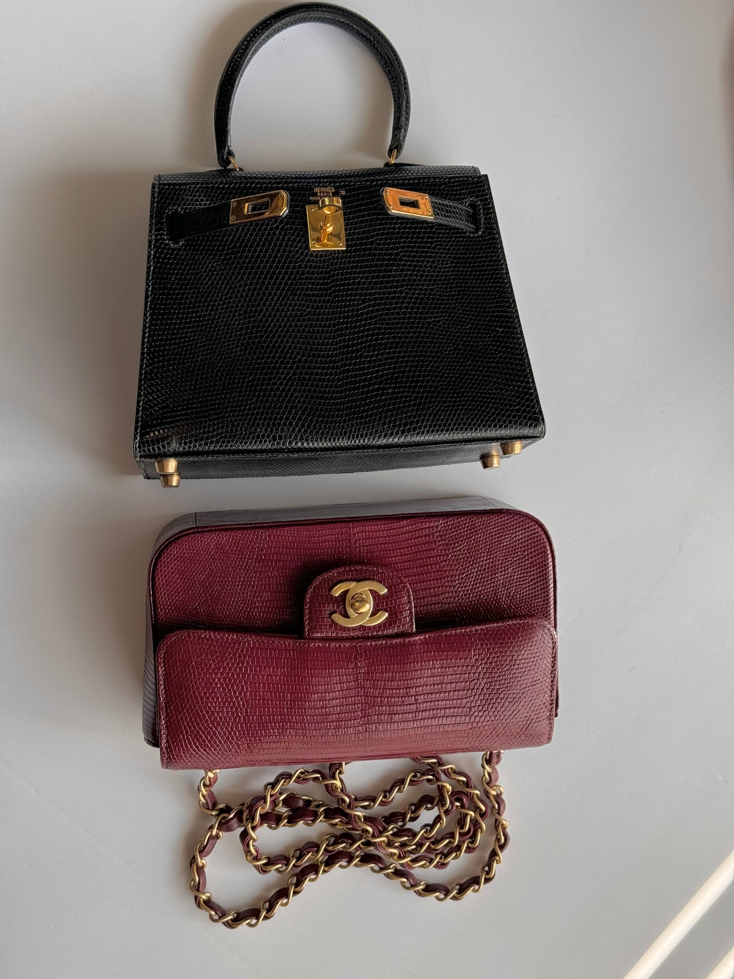 Chanel Burgundy Lizard Mini Rectangular Flap Bag