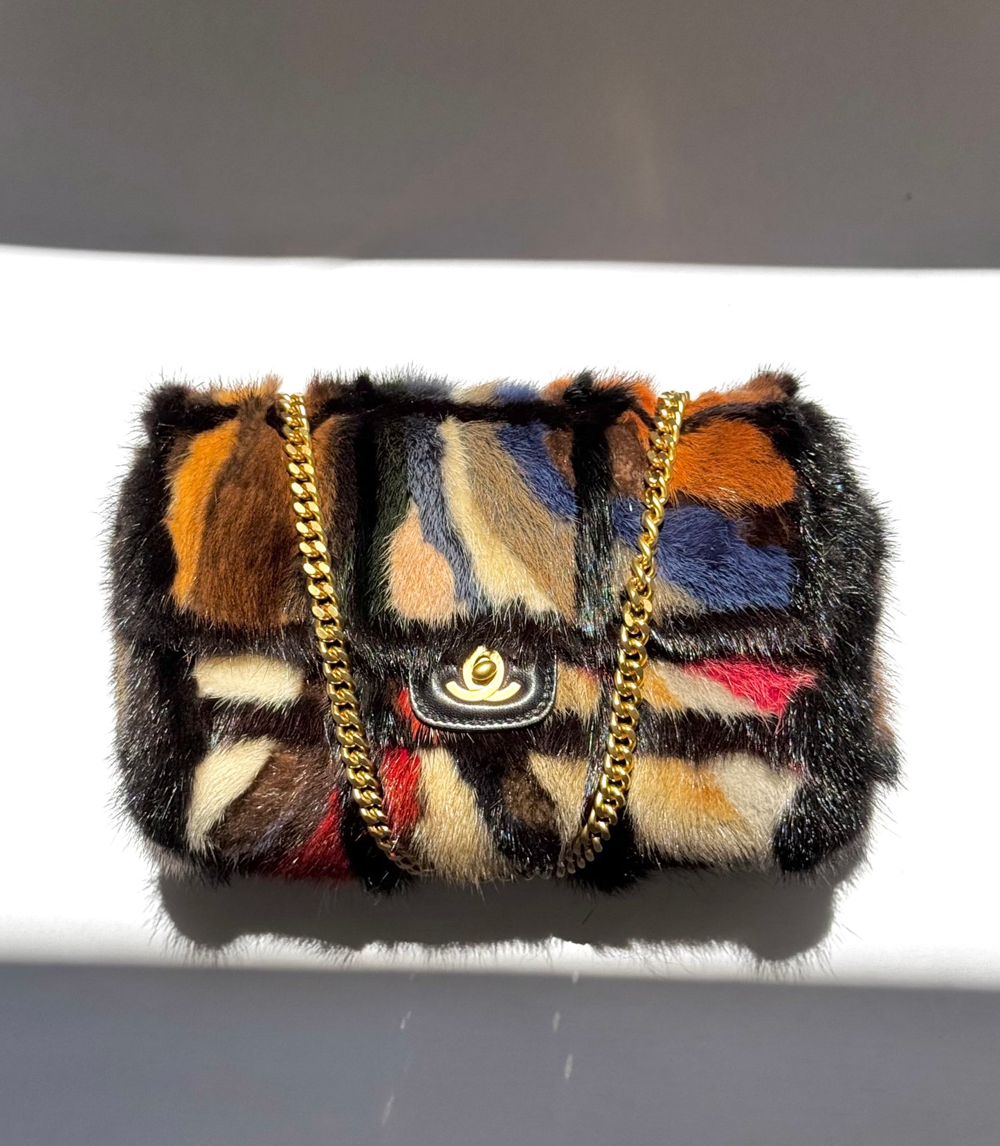 Chanel Multicolor Medium Mink Fur Single Flap Bag