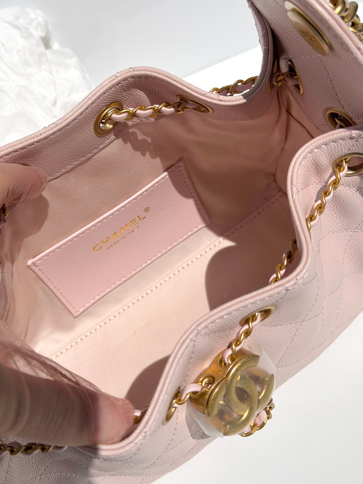 Chanel Mini 25 Hobo Bag Caviar Leather Mauve Pink Antique Gold Hardware 2026