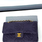 Chanel 1997 Medium 24K Navy Camellia Classic Flap Bag