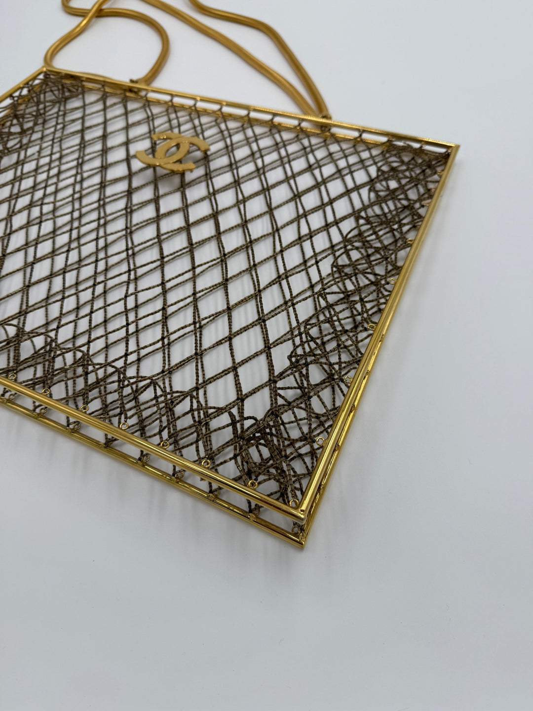 Chanel Spring 1997 Rare Gold Cage Shopping Tote