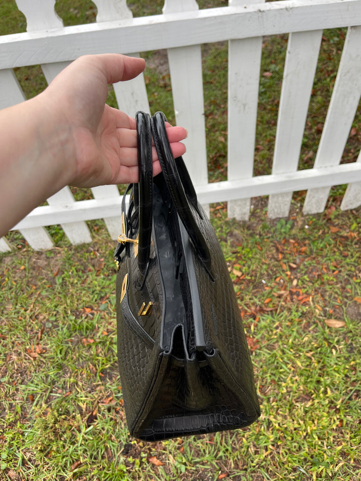 Hermes Black Matte Croc Birkin 35 GHW
