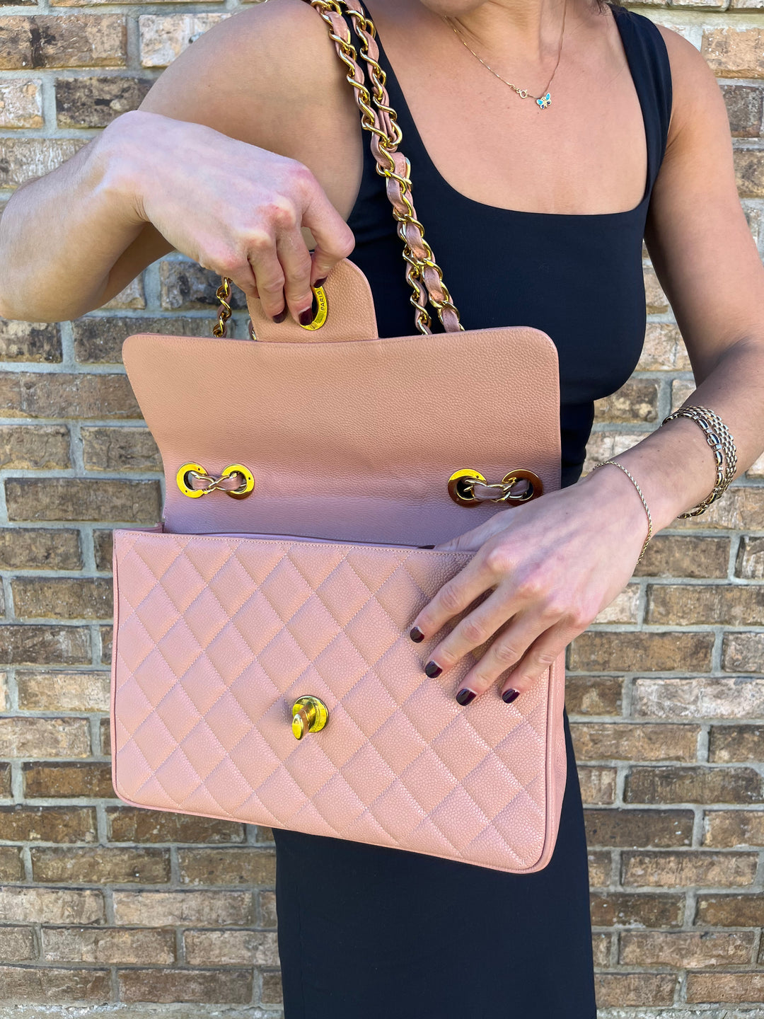 Chanel RARE Vintage Sakura Pink Caviar Jumbo