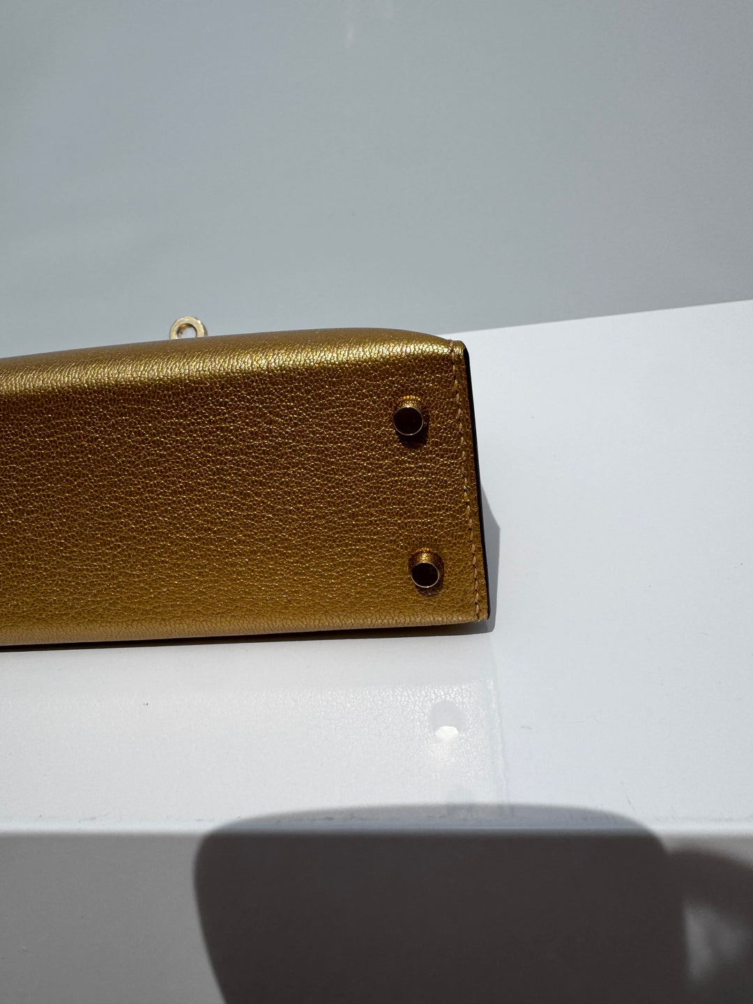 Hermes Mini Sellier Gold Metallic Chevre Dore Kelly 20