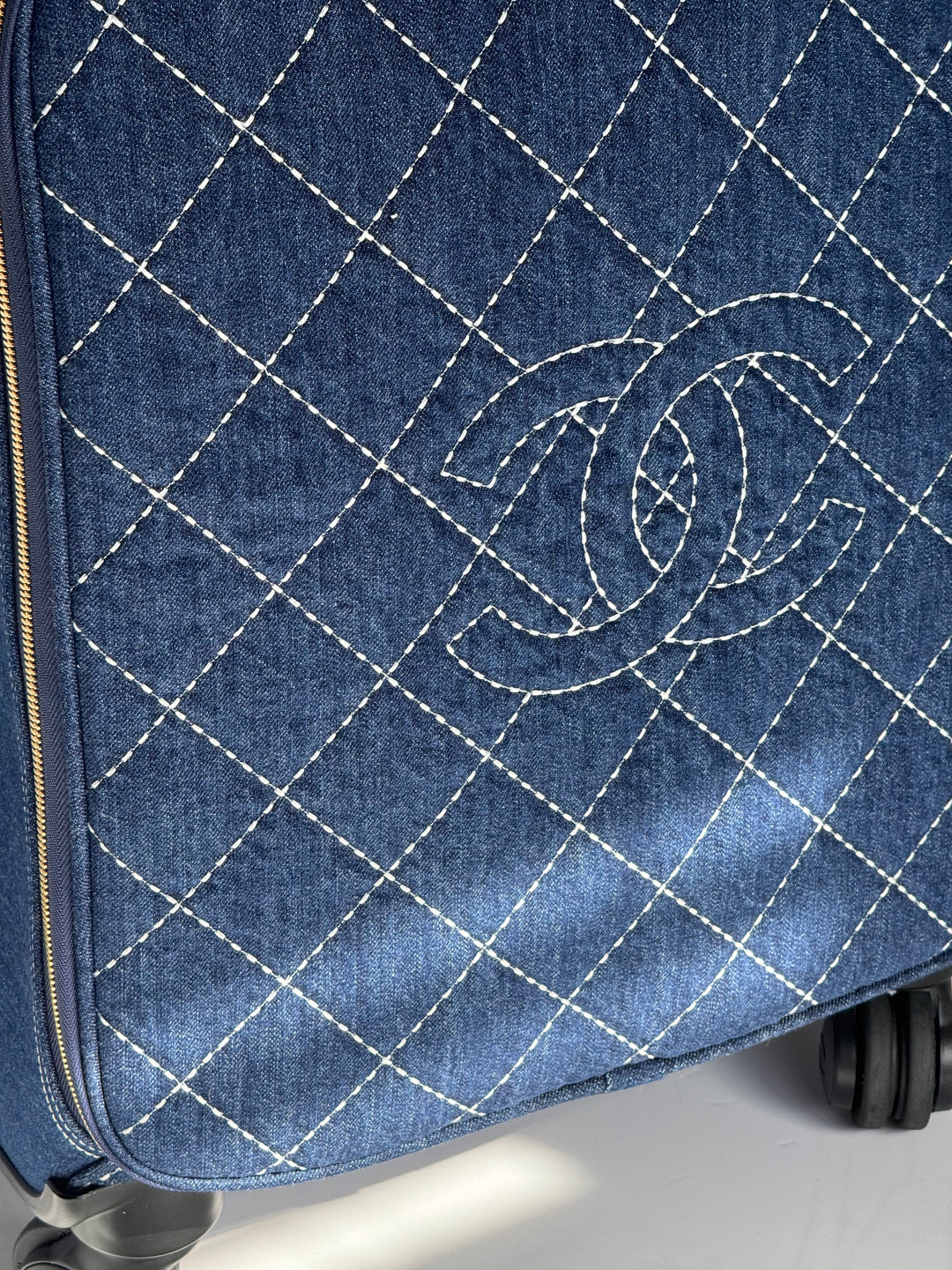 Chanel 20C Blue Quilted Denim & Leather Trolly