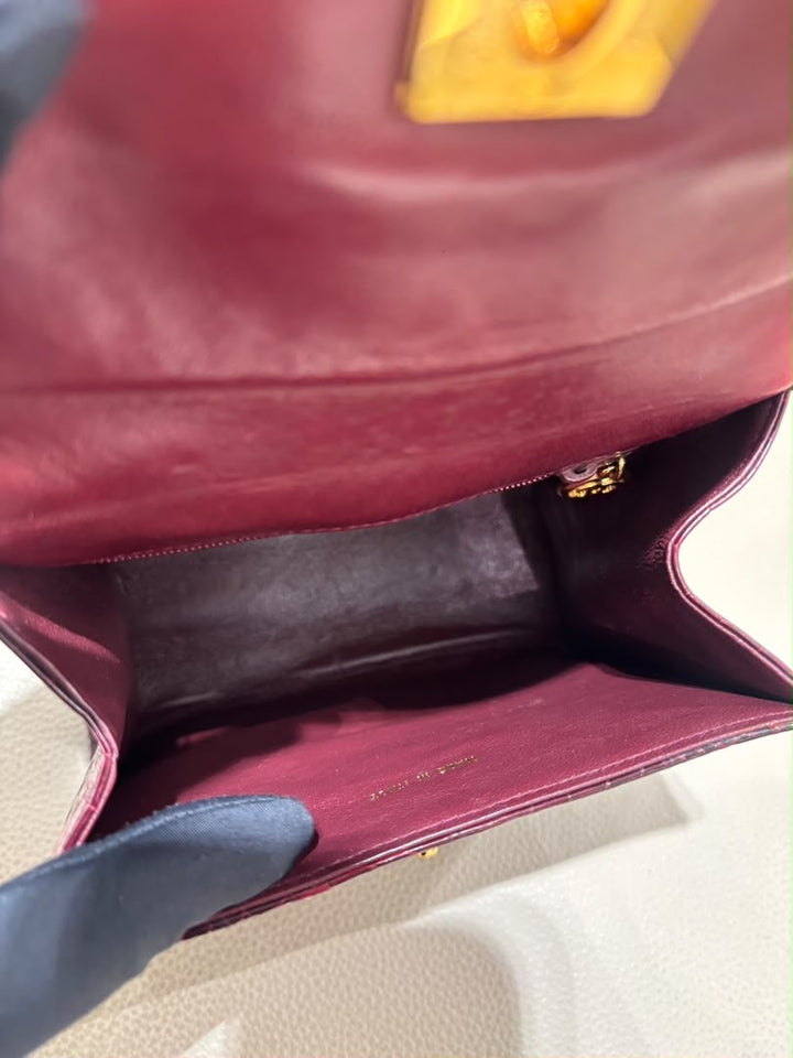 Chanel Mini Kelly Top Handle Bag Bordeaux Alligator 24K Gold-Plated Hardware 1997