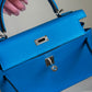Hermes Bleu Frida Chèvre Kelly 25 Sellier