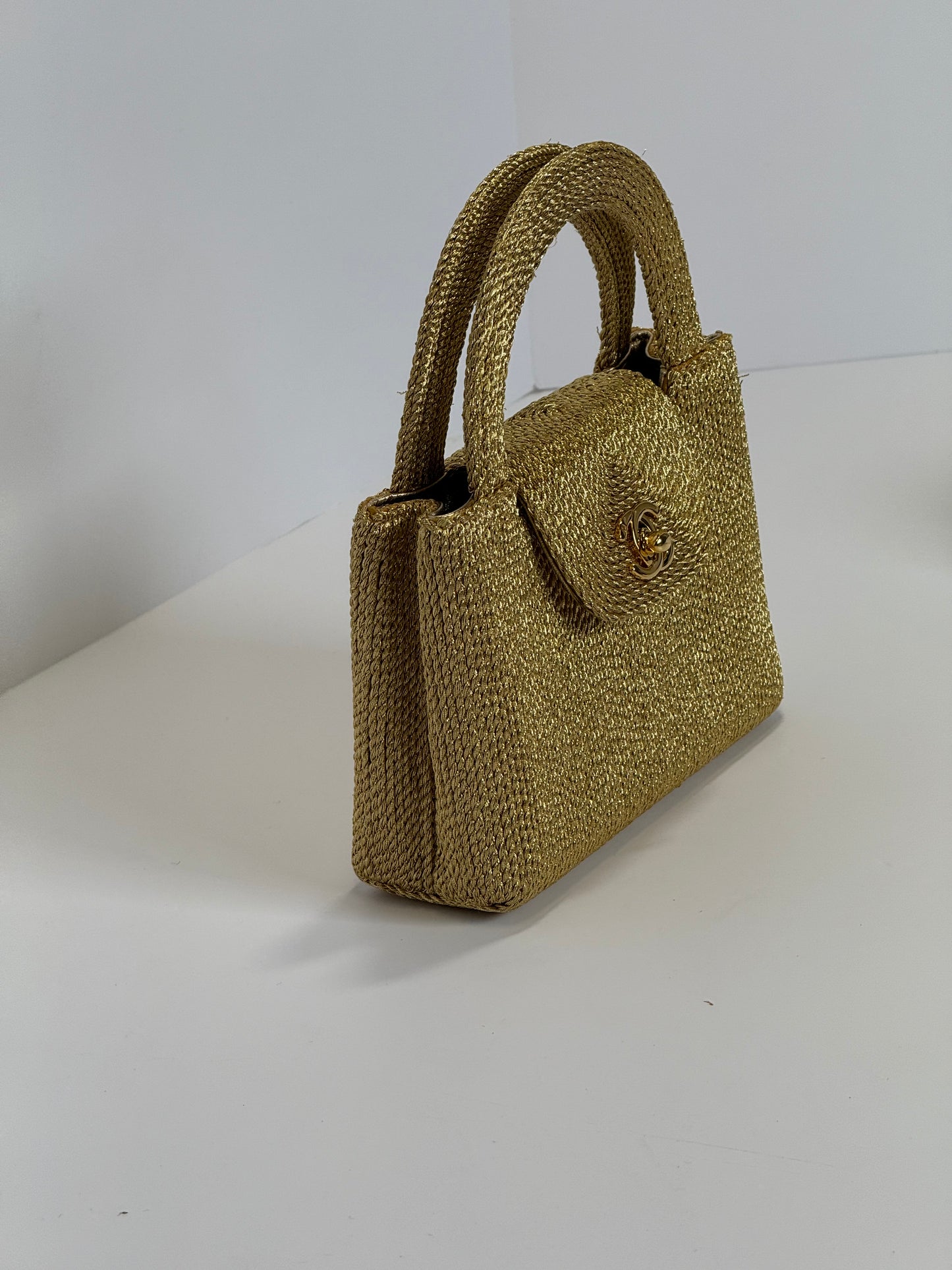 Chanel RARE 1998 Gold Silk Woven Mini Kelly