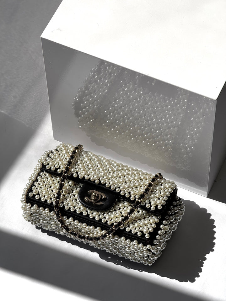 Chanel 19S Pearl Embellished Mini Rectangular Flap Bag