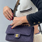 Chanel 1997 Medium 24K Navy Camellia Classic Flap Bag