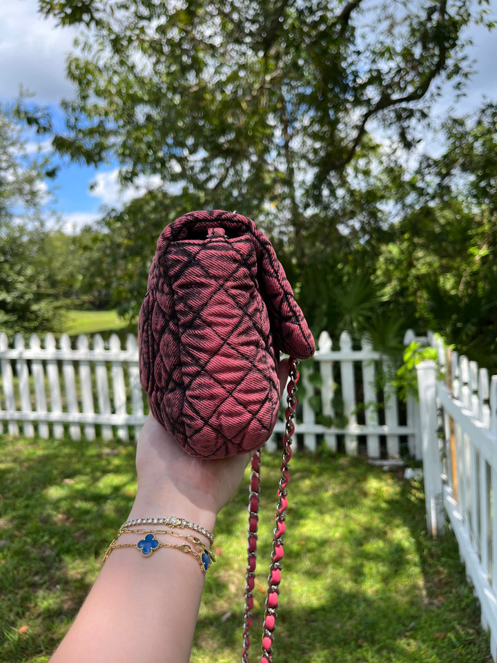 Chanel Small Pink Washed Denim Impressions Flap Bag