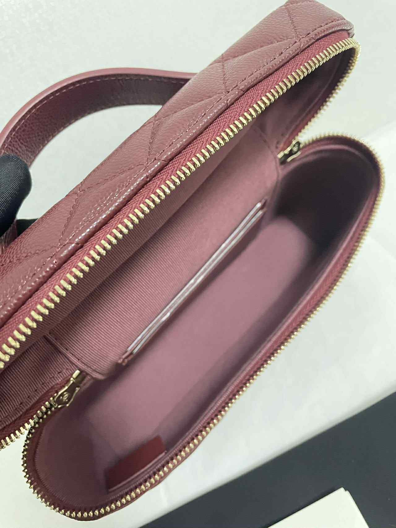Chanel 25B Burgundy Caviar Slim Vanity Bag