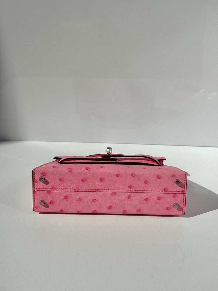 Hermes Mini Sellier Bubblegum Ostrich Kelly 20