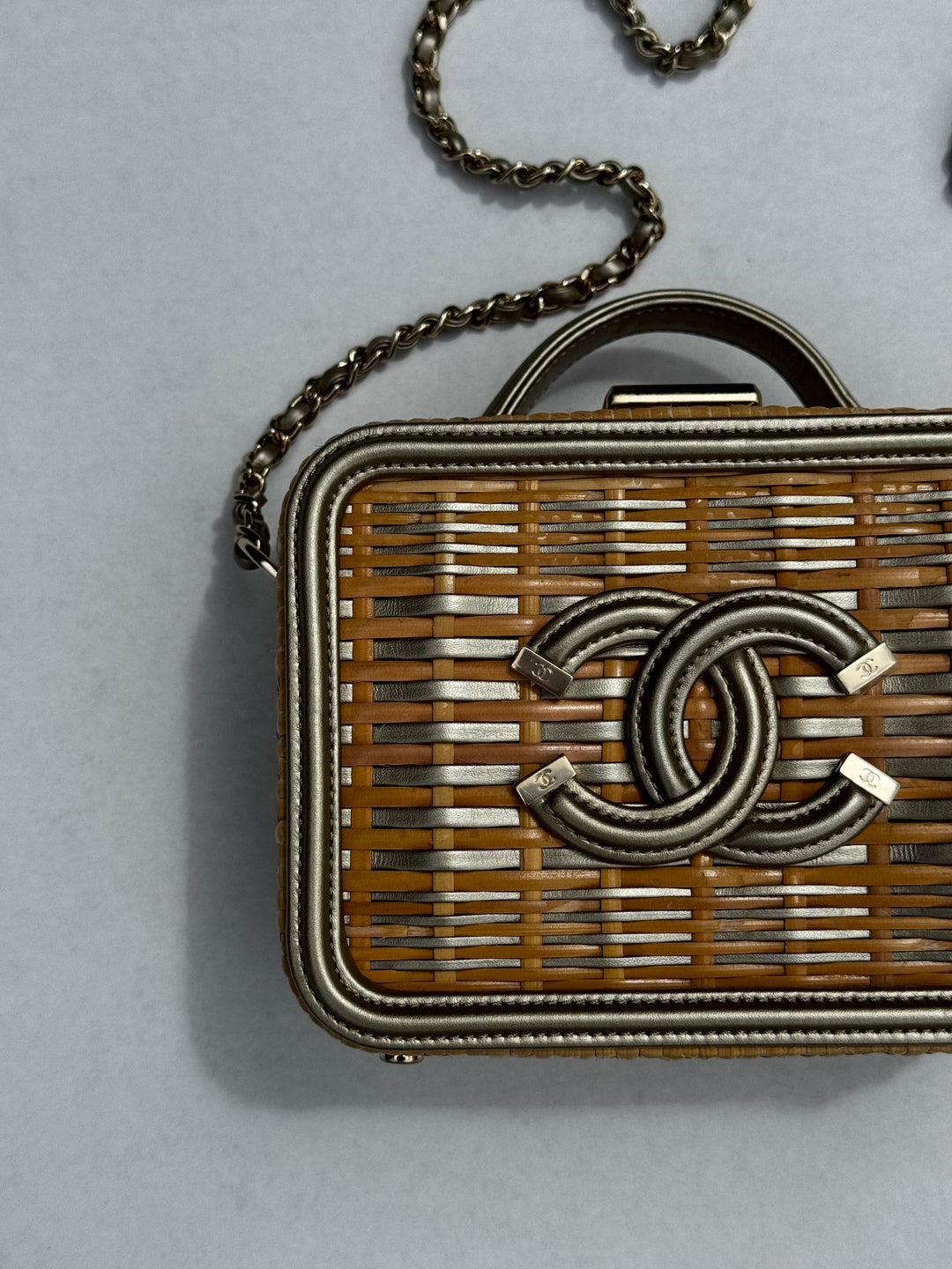 Chanel 2019 Small Gold Wicker Vanity