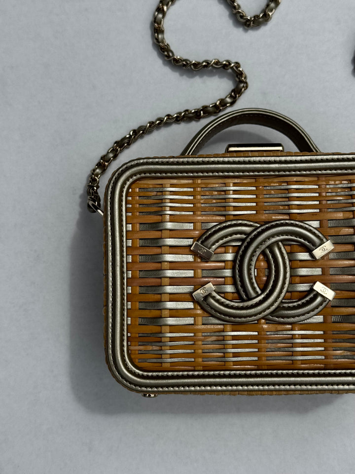 Chanel 2019 Small Gold Wicker Vanity