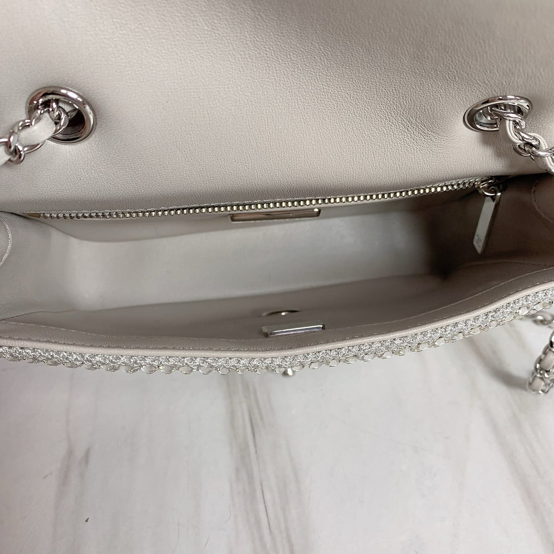 Chanel Mini Flap Bag Silver Crystal Crochet Silver Hardware Métiers D’Art 2026