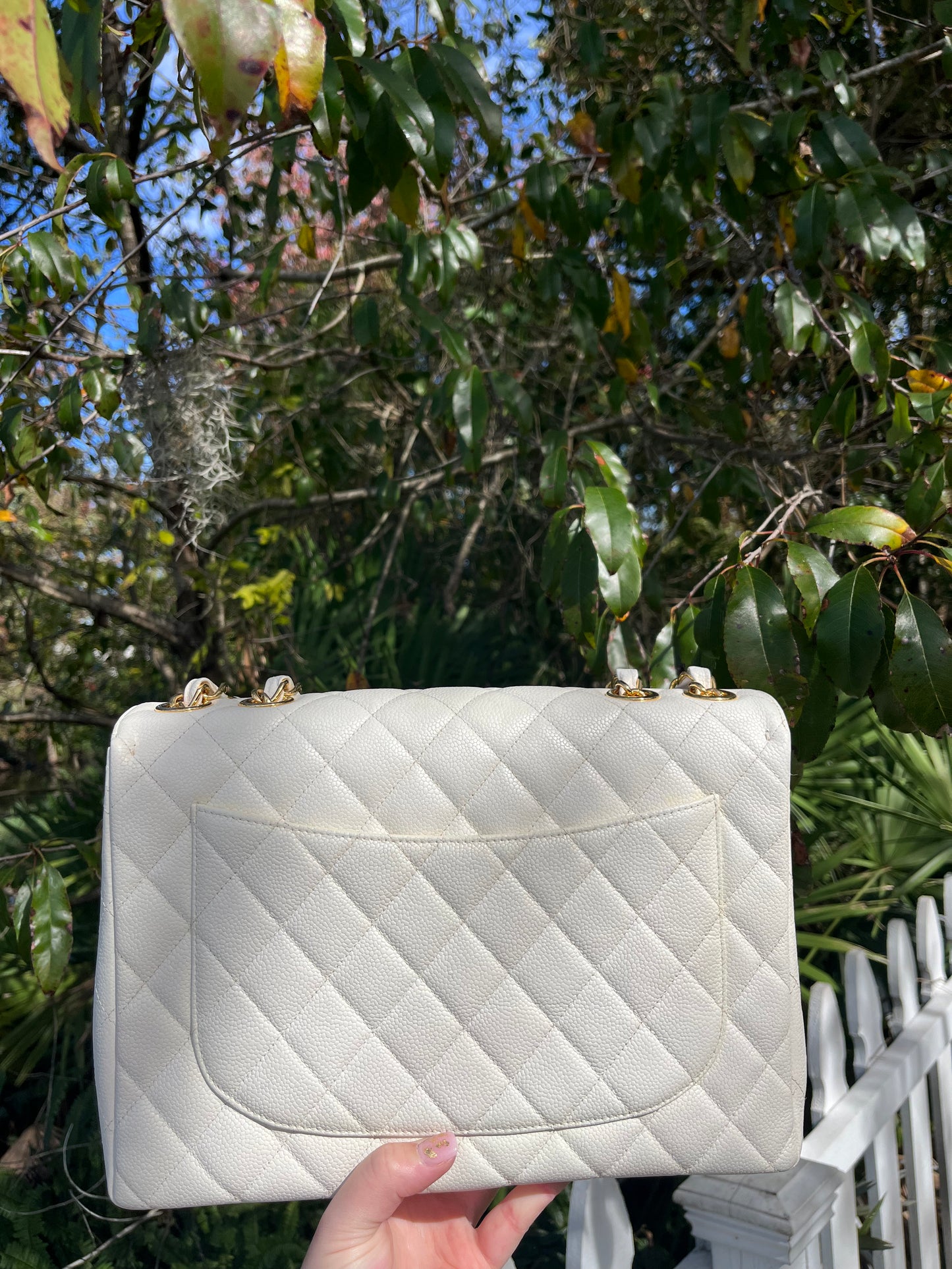 Chanel 1994 Vintage White Caviar Flap Bag 24K GHW