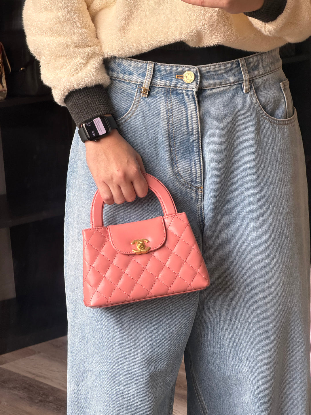 Chanel Medium Kelly Aged Calfskin Pink Gold Hardware 23K