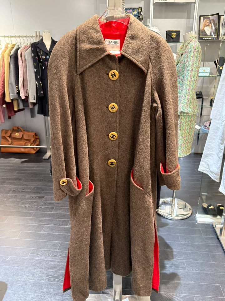Chanel CC Military Brown Wool Runway Coat 1992