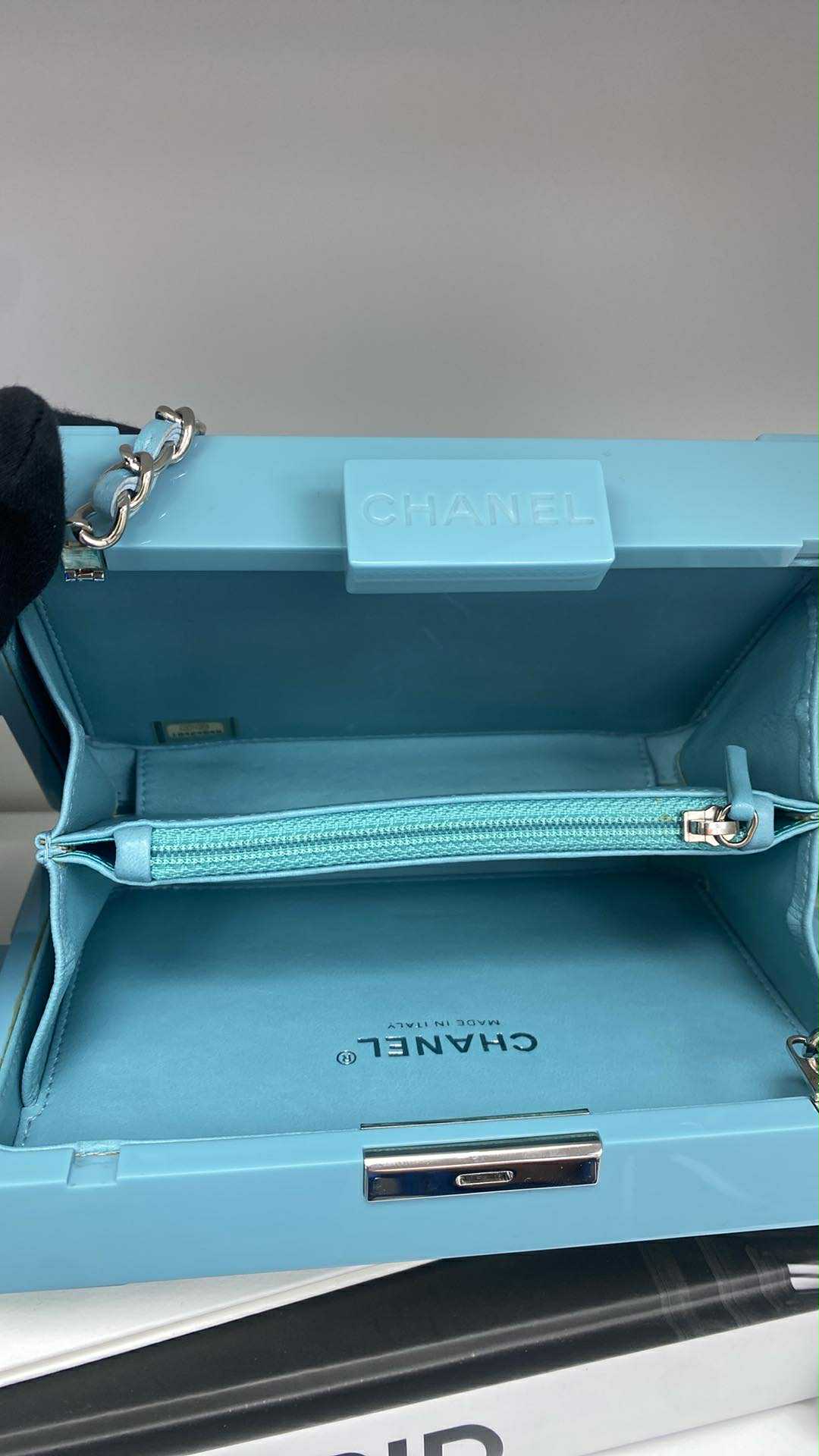 Chanel Baby Blue Plexiglass Lego Minaudiere