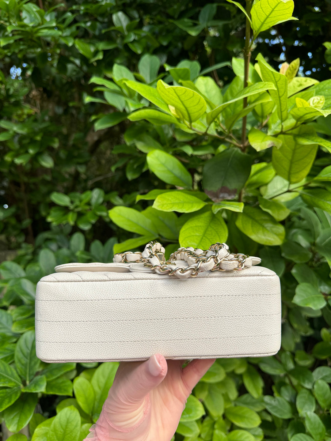 Chanel Cream Chevron Caviar Mini Flap Bag