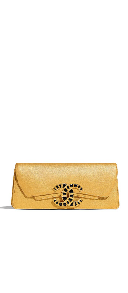 Chanel 19A Gold Egyptian CC Clutch
