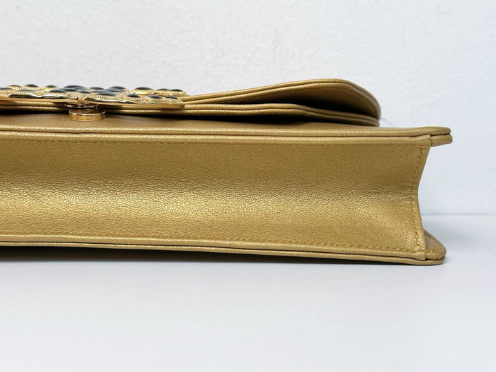 Chanel 19A Gold Egyptian CC Clutch