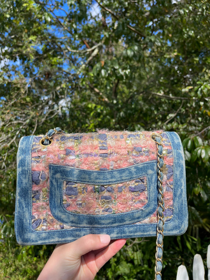 Chanel Tweed & Denim Medium Classic Flap Bag