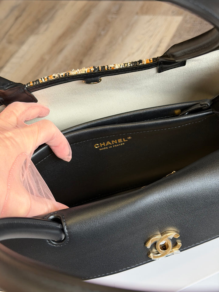 Chanel Small Shopping Bag Brown Black & White Leopard Tweed & Calfskin Gold Tone Hardware 2026