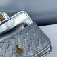 Chanel Silver Metallic Mini Braided Calfskin Flap Bag