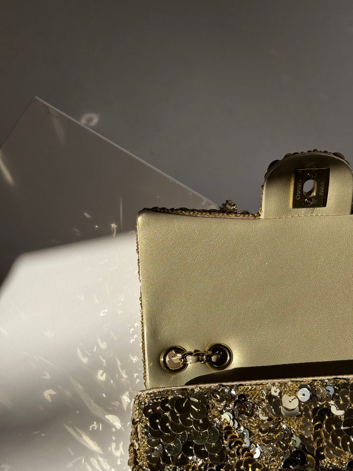 Chanel Cruise 2024/25 Gold Sequins Mini Flap Bag
