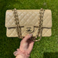 Chanel Beige Iridescent Medium Caviar Classic Flap