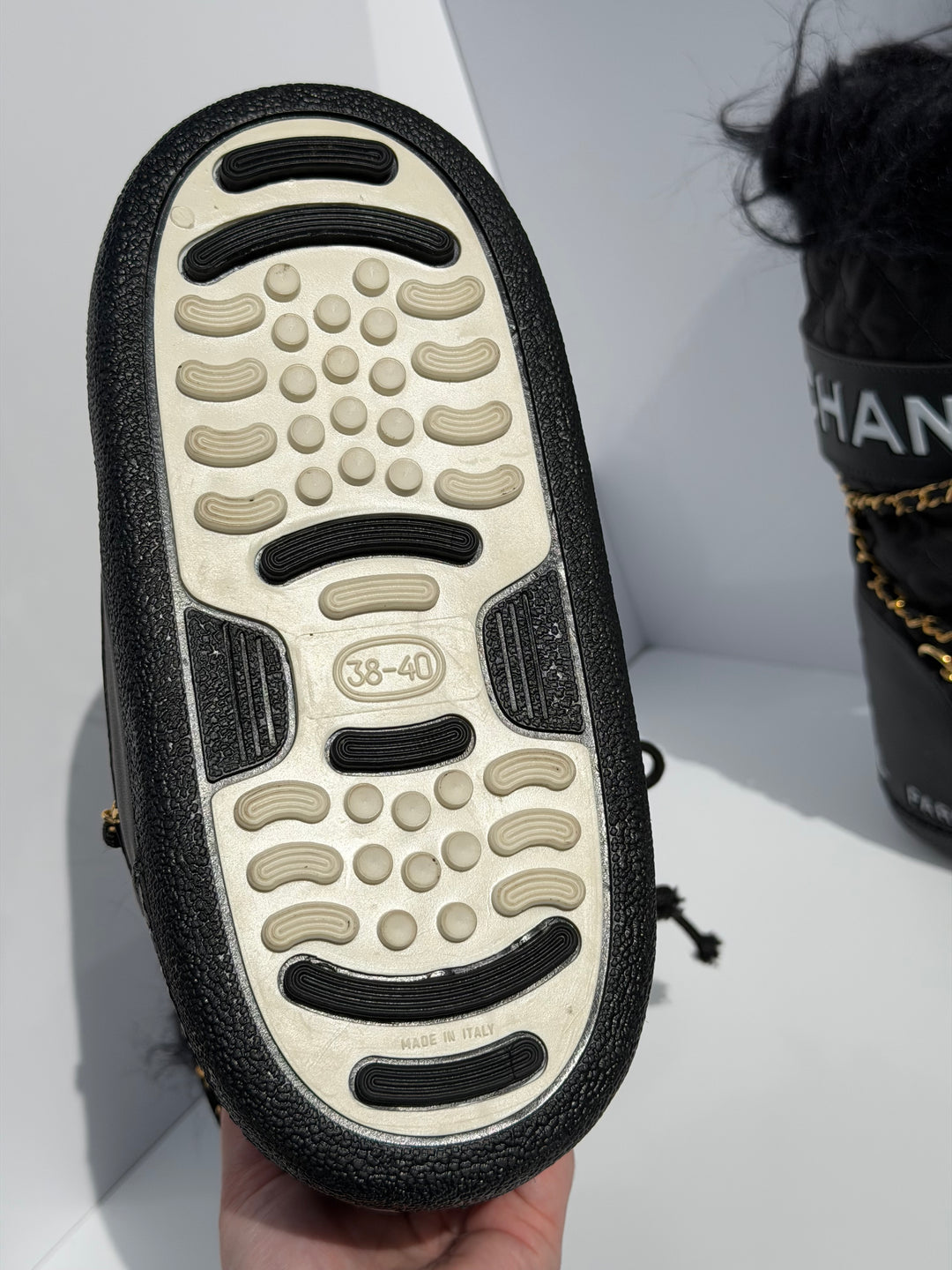 Chanel Apres Ski Moon Boots Black White 1993