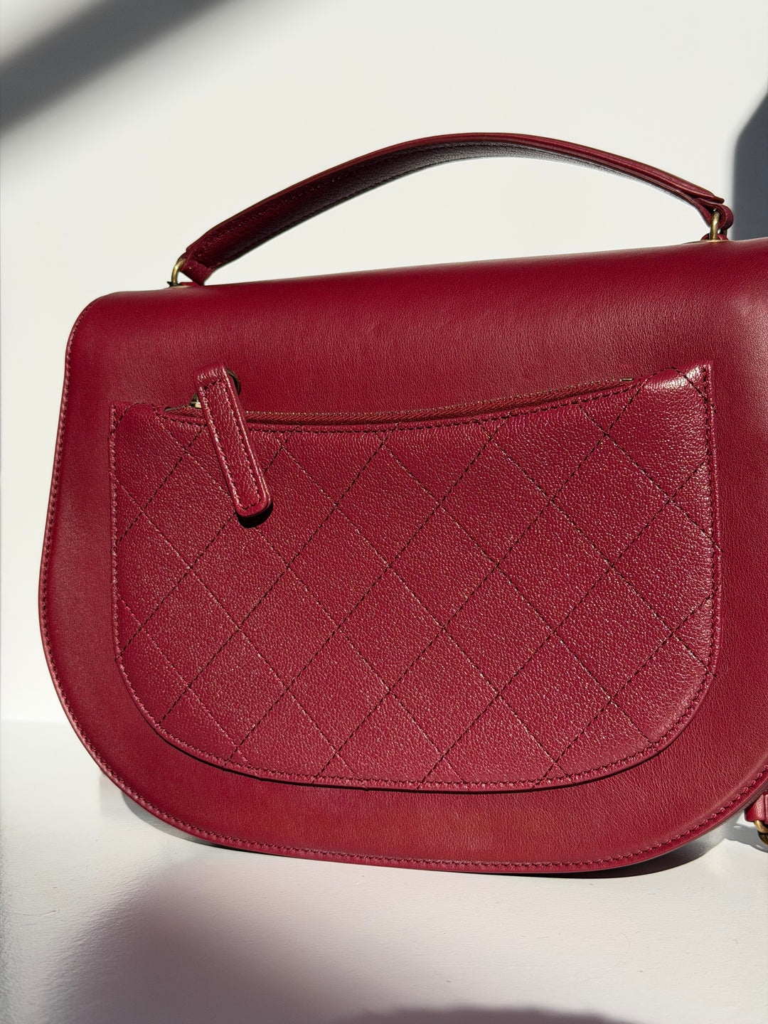 Chanel 17B Small Burgundy Coco Curve Messenger Flap Bag