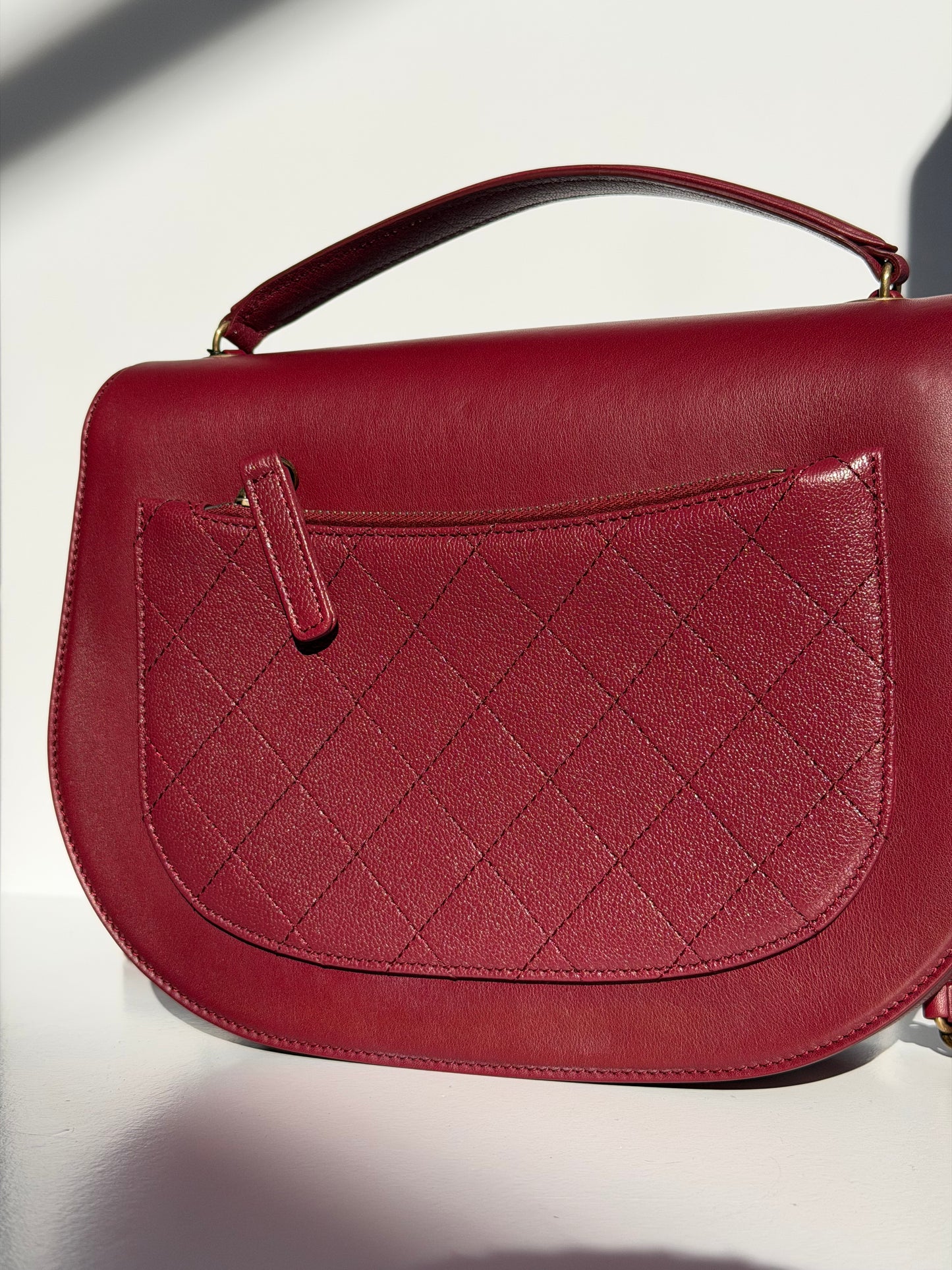 Chanel 17B Small Burgundy Coco Curve Messenger Flap Bag