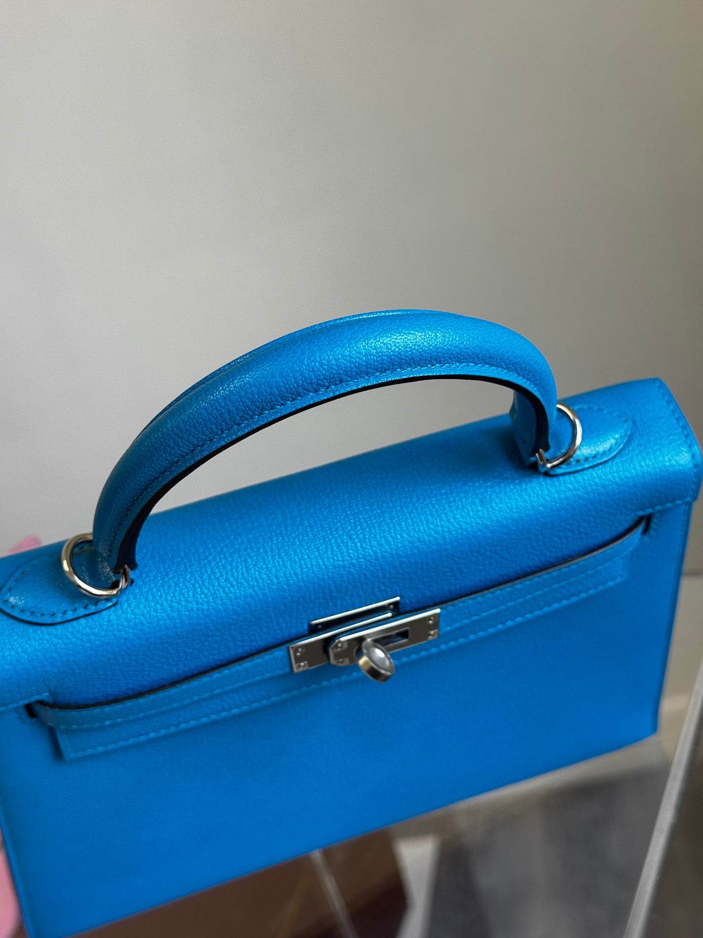 Hermes Bleu Frida Chèvre Kelly 25 Sellier