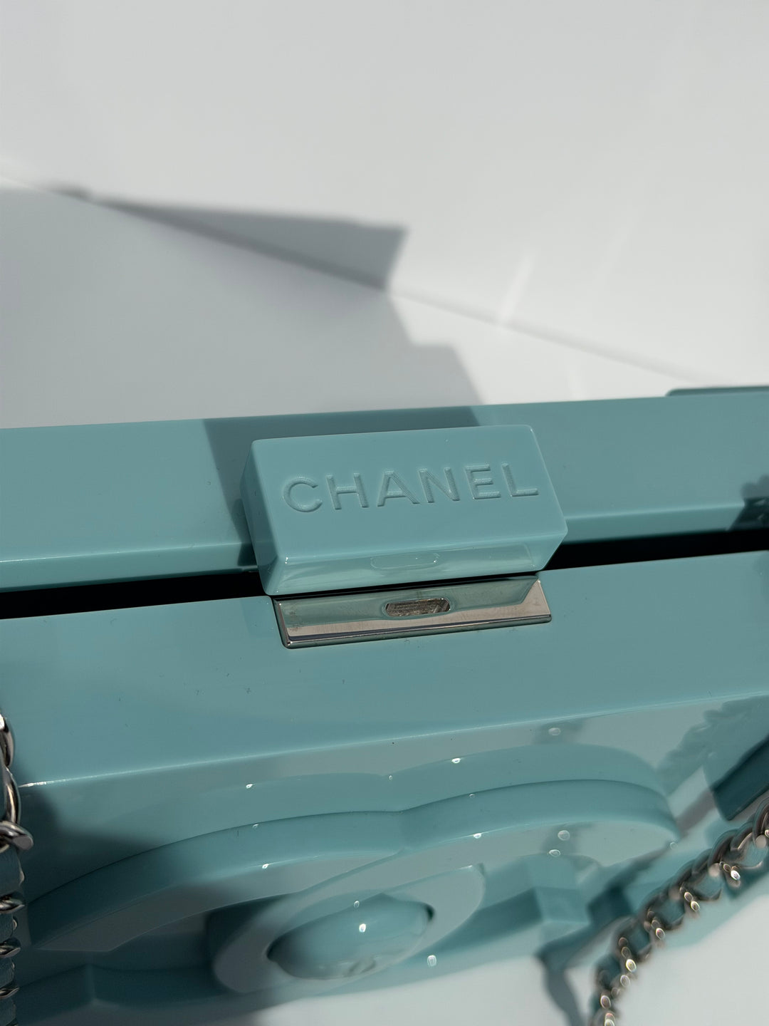 Chanel Baby Blue Plexiglass Lego Minaudiere