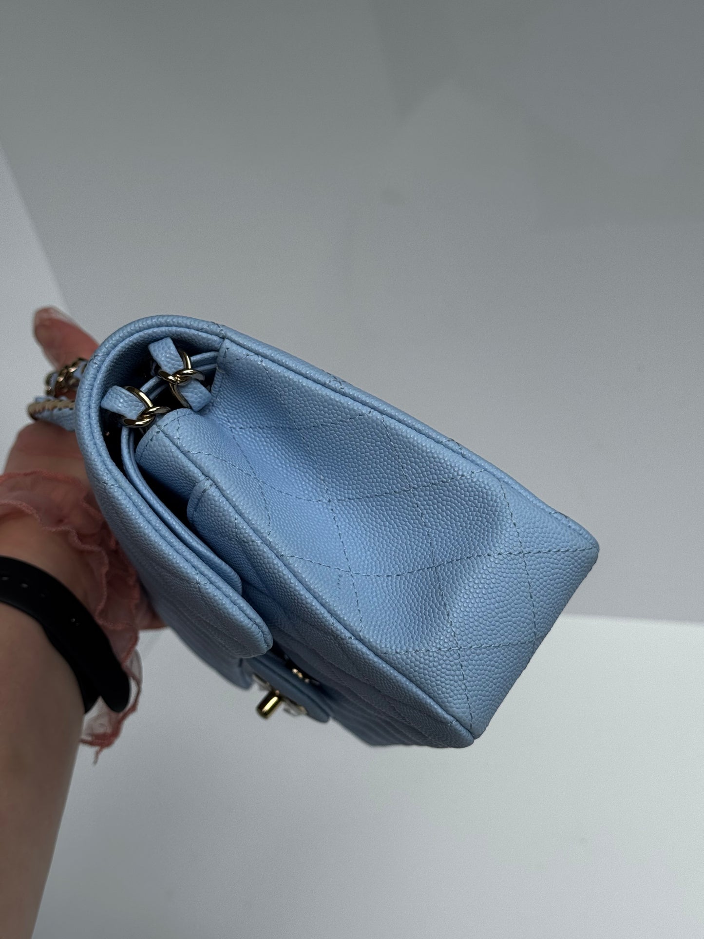 Chanel 23P Light Blue Small Caviar Double Flap