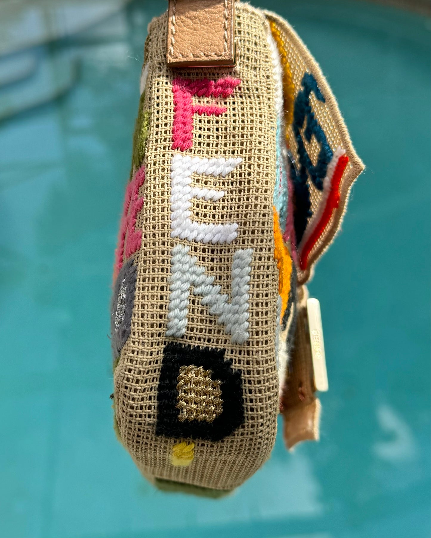 Fendi Multicolor Crochet Logo Baguette