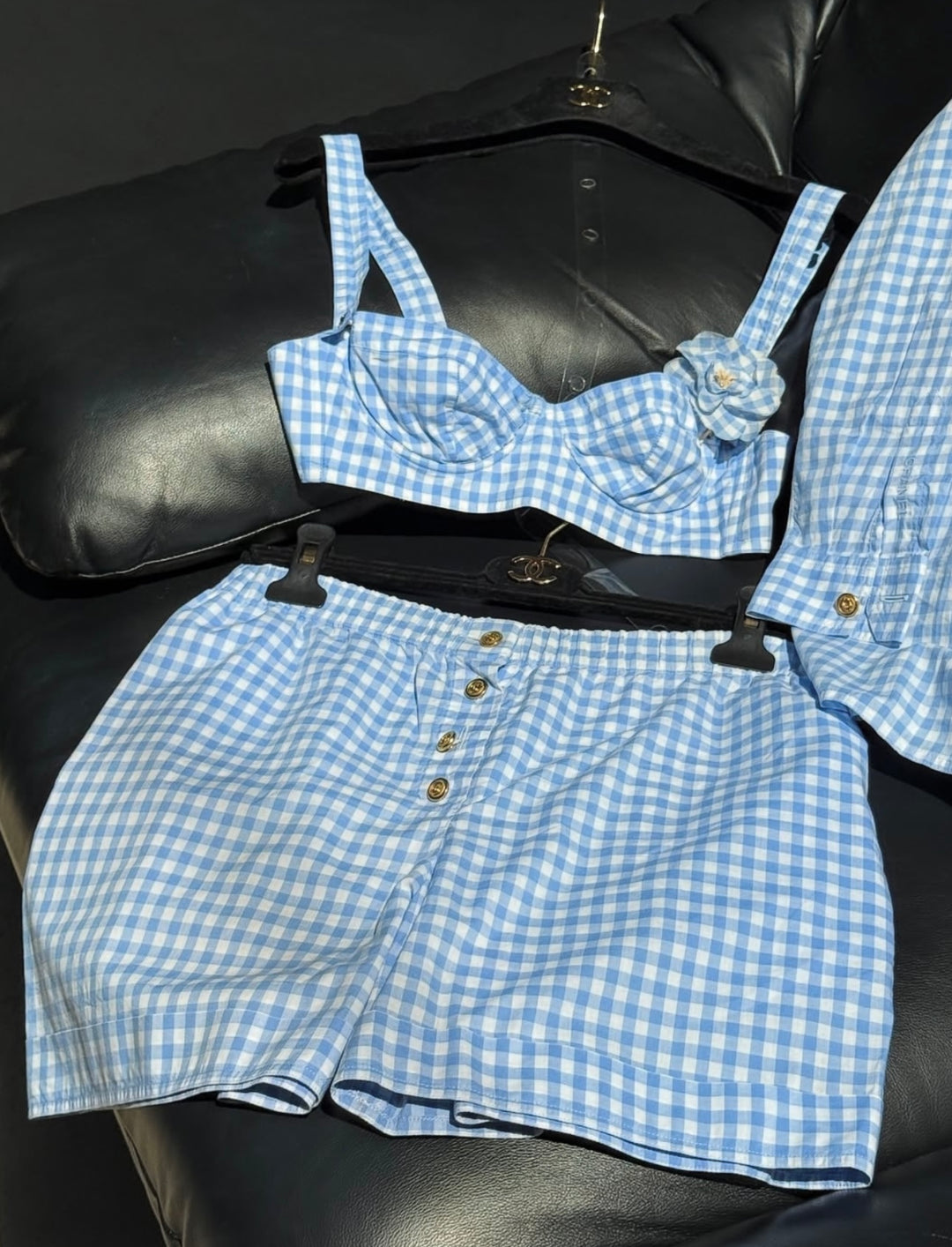 Chanel Iconic Vintage 3 Piece Blue Striped Set