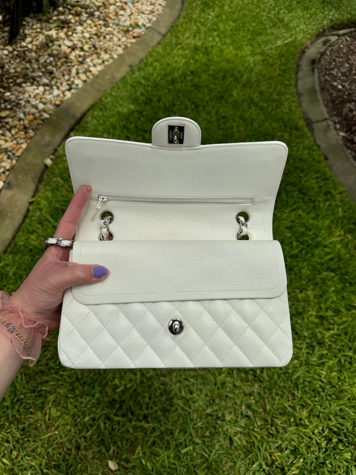 Chanel Medium White Classic Caviar Flap Bag