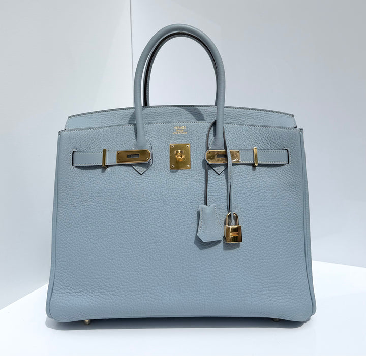Hermès Birkin 35 Bleu Lin Togo Gold Hardware 2012