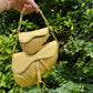 Christian Dior Metallic Gold Ostrich Saddle + Matching Pouch